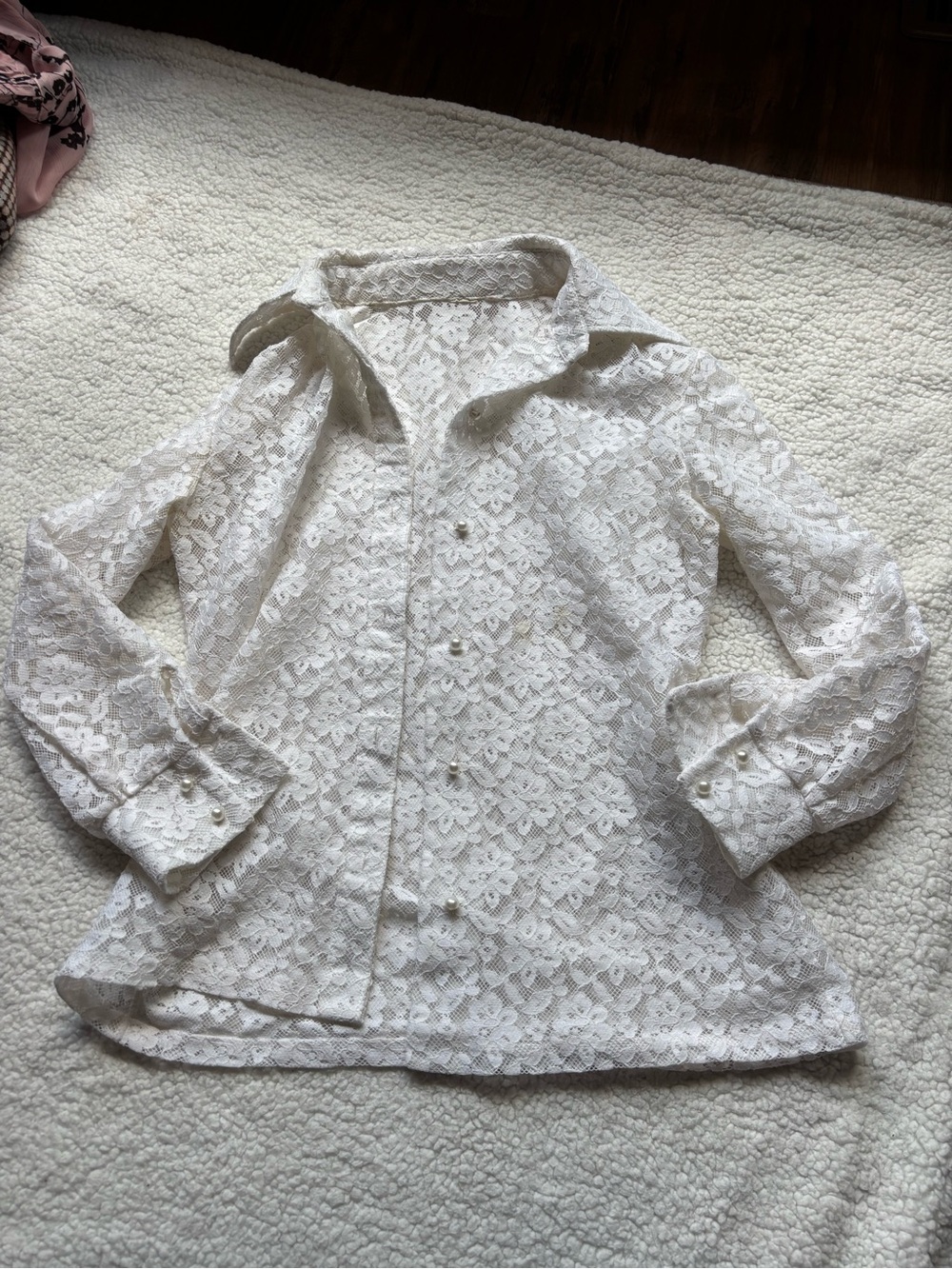 White Lace Button-Front Shirt